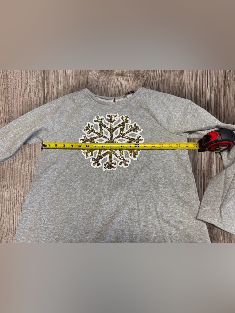 NWOT Lands’ End Gray Heather Crew New Sweatshirt With Sequin Snowflake SZ XL - Picture 3 of 8